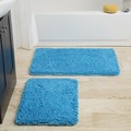 Hastings Home Hastings Home 2 Piece Memory Foam Shag Bath Mat - Blue 212121RZW